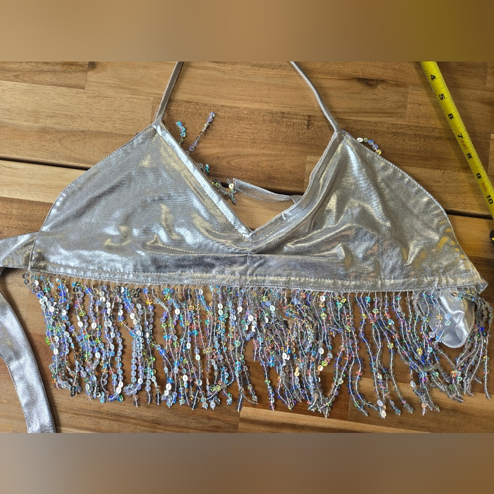 Source Unknown Silver Sequin Fringe Two-Piece Set - Picture 16 of 16